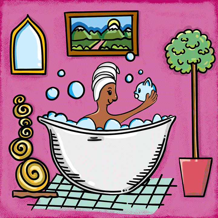 Bath Lady and Kitty GIF